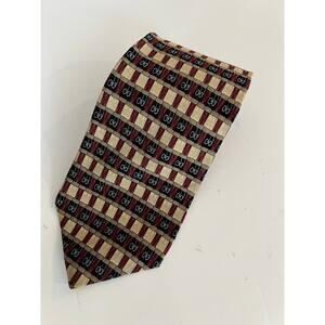 Vintage J. Garcia 100% Silk Neck Tie Gold & Red Geometric JL